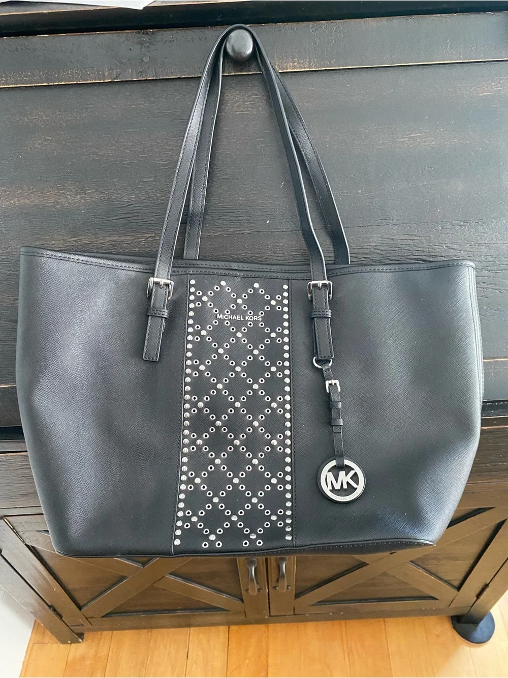 Michael Kors Black Studded Tote/Laptop Bag